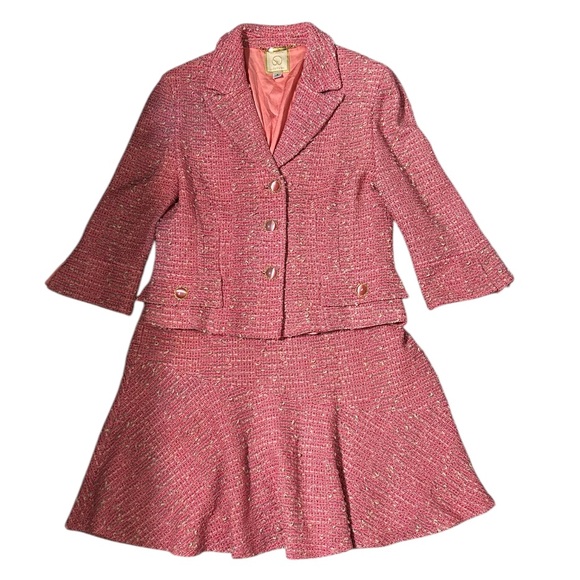 St. John Couture pink tweed skirt and blazer - Picture 4 of 12